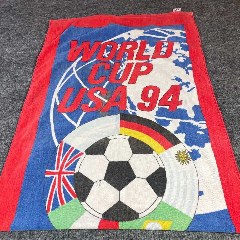 Vintage 1994 World Cup USA Soccer Futbol Beach Towel 30" x 56 Retro 90s